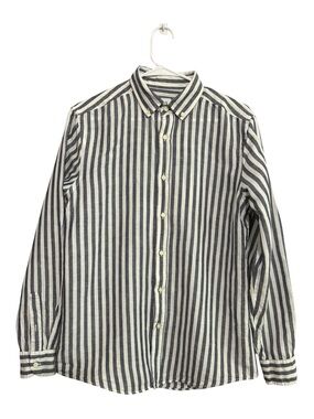 Zara Linen Blend Stripped Button Down Shirt Size Medium